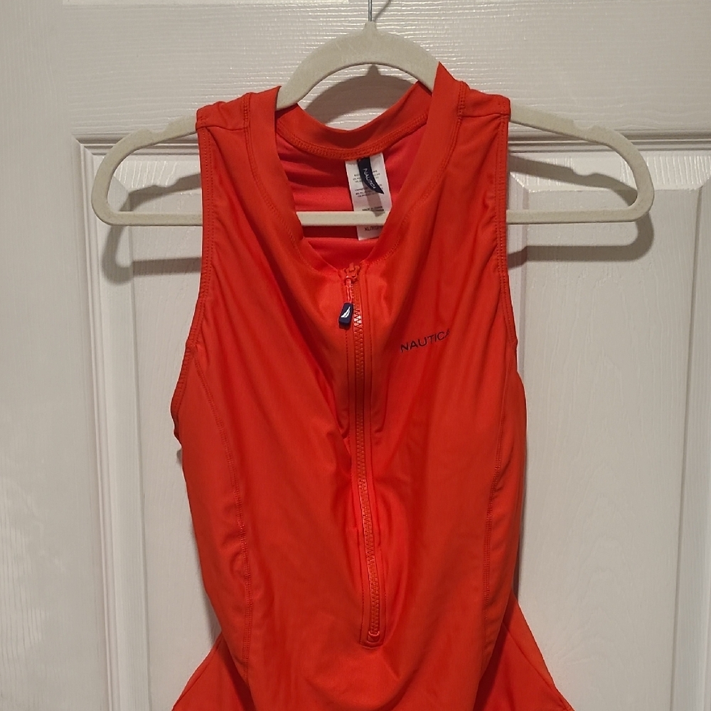 Nautica Bright Orange Sleeveless Zip Top